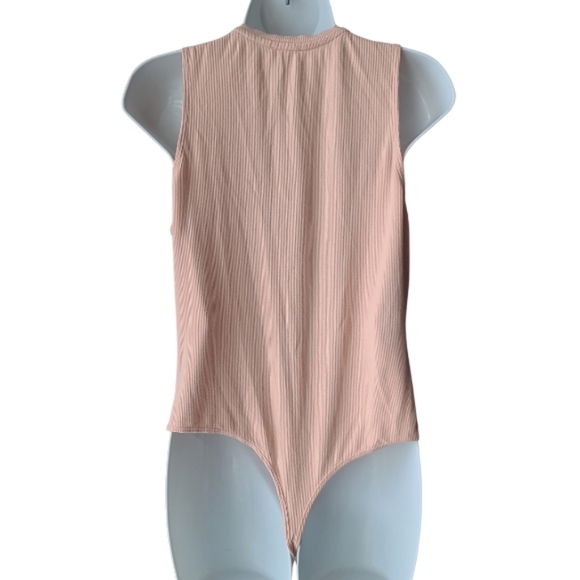 Knix Ribbed Blush Pink Soft Sleeveless Bodysuit Neutral Casual Summer Size Large - Picture 3 of 10